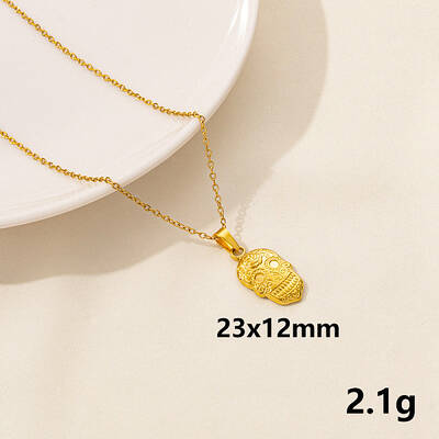 Minimalist Stainless Steel Skull Pendant Necklace for Women