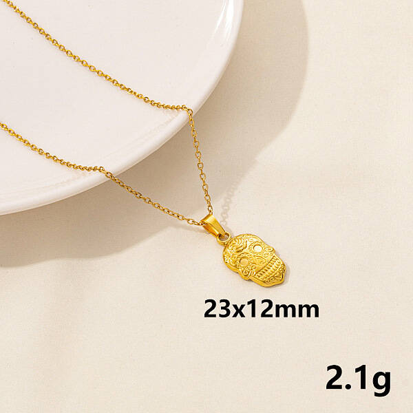Minimalist Stainless Steel Skull Pendant Necklace for Women