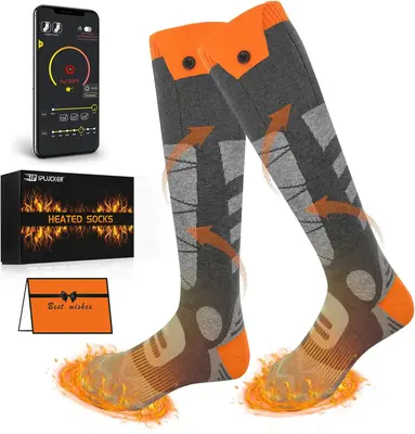 Heated Socks for Men Women, 5000mAh x2 APP Control Battery Washable Heating Socks Foot Warmers for Skiing Hiking Camping Biki...