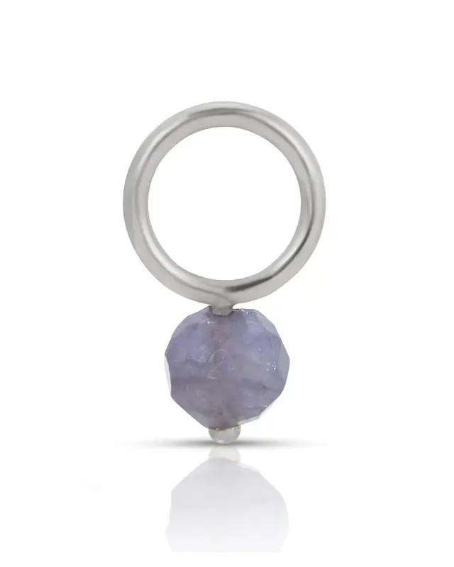 14K Fine One Love Birthstone Charms | Month/Gemstone: December - Tanzanite | Metal Color: Solid White Gold