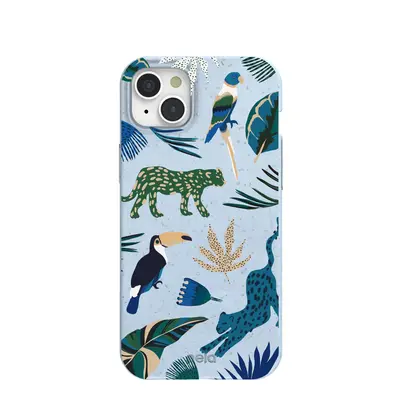 Powder Blue Tropical Rainforest iPhone 15 Plus Case