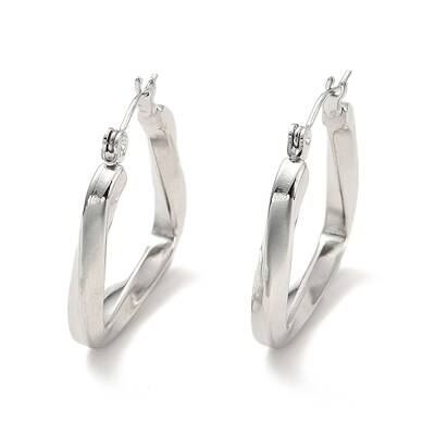 Non-Tarnish 304 Stainless Steel Trapezoid Hoop Earrings for Women