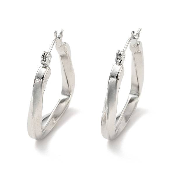Non-Tarnish 304 Stainless Steel Trapezoid Hoop Earrings for Women