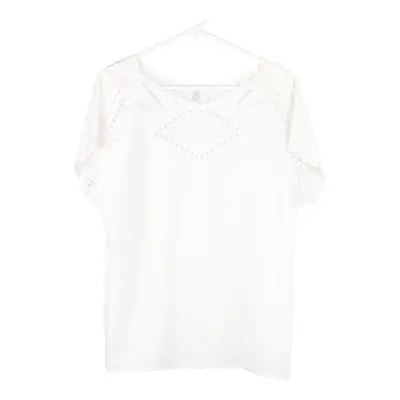 Racam Embroidered Top - Large White Cotton