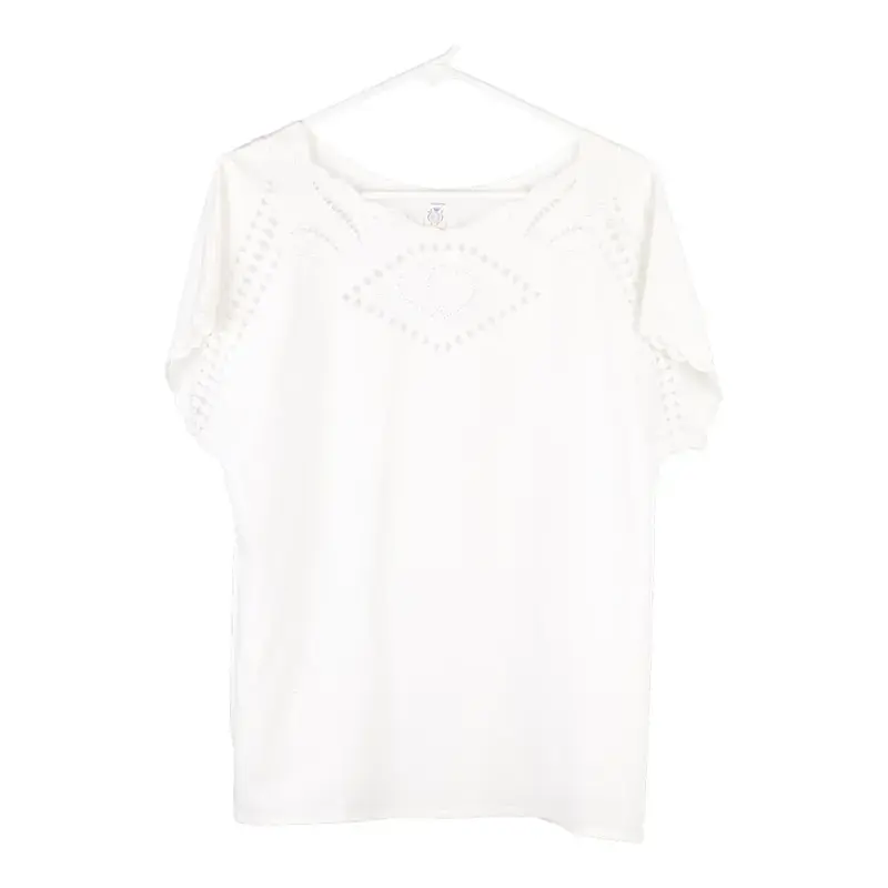 Racam Embroidered Top - Large White Cotton
