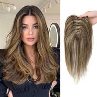 Vasilia Hair Toppers for Women Human Hair Toppers for Thin Hair 10inch Short Straight Hair Toppers for Women Real Human Hair ...