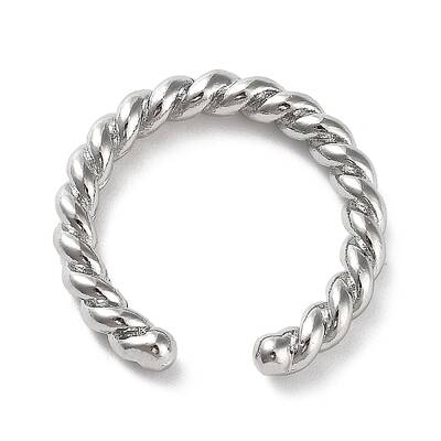 Rack Plating Brass Twist Rope Shape Open Cuff Rings for Women
