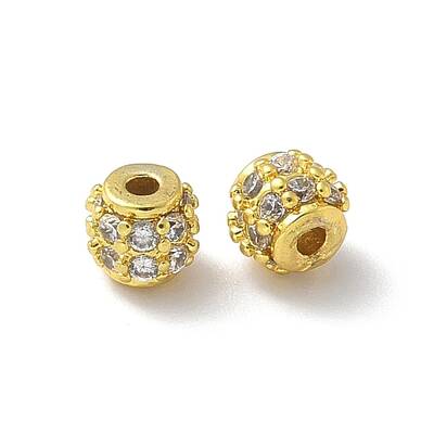 Brass Micro Pave Cubic Zirconia Beads