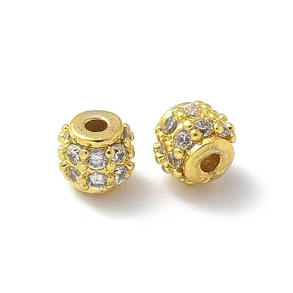 Brass Micro Pave Cubic Zirconia Beads