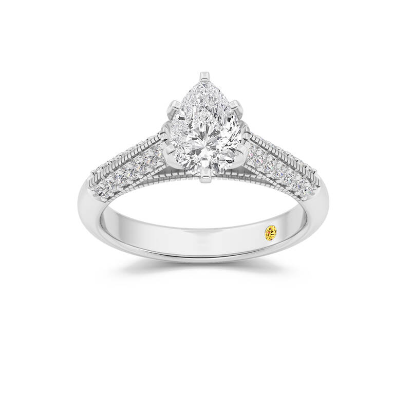 Storm Knife Edged Cathedral Pear Shape  Lab Grown Diamond Engagement Ring | 10K White Gold 4 1/3 CT. TW.
