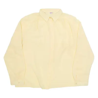 CREATION Womens Shirt Yellow Collared Long Sleeve 90s L