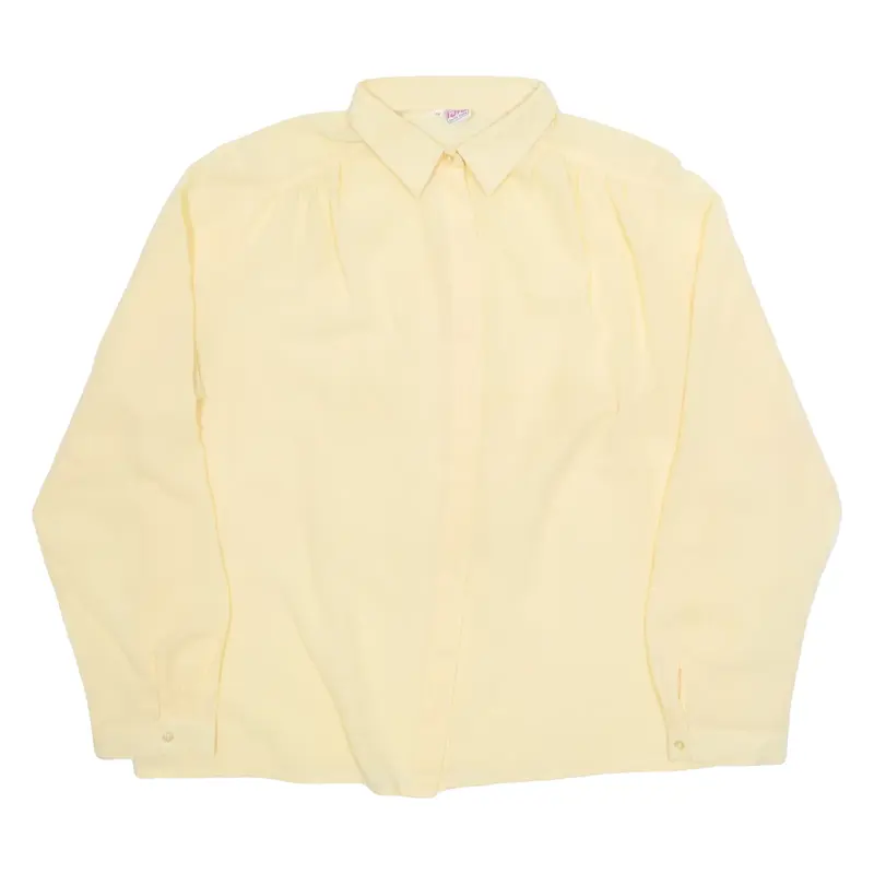 CREATION Womens Shirt Yellow Collared Long Sleeve 90s L