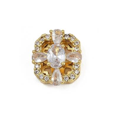 Hollow Rack Plating Brass Clear Cubic Zirconia Beads