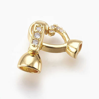 Brass Micro Pave Cubic Zirconia Fold Over Clasps