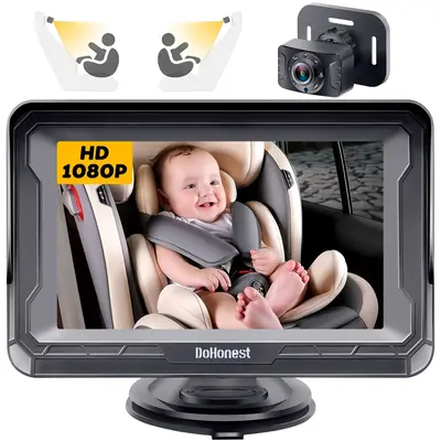 DoHonest Baby Car Camera HD 1080P - Rear-Facing Car Baby Monitor with Night Vision, Adjustable View Angle, Easy Setup, Anti-G...