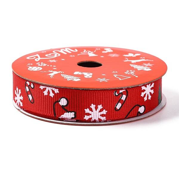 5 Yards Christmas Polyester Printed Grosgrain Ribbon