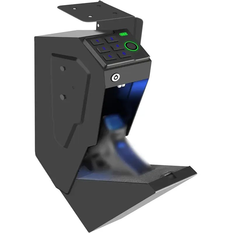Biometric Mounted Safe for Nightstand, Desk, Bed Side, Wall,Truck - Auto Open Hidden Safe with Fingerprint, 6-button Backlit ...
