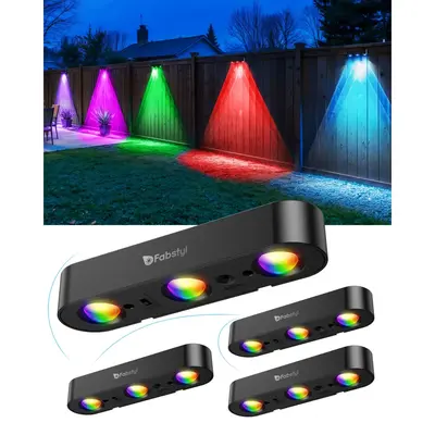 FabStyl RGB Solar Wall Fence Lights, Synchronously Change Color, Solar Step Lights, Bright Wall Lights, Outdoor Waterproof, S...