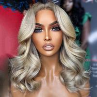 Ash Blonde Loose Body Wave Bob Lace Frontal Human Hair Wigs HD Transparent Lace Ash Blonde Bob Milk Tea Natural Wave Pure Lux...