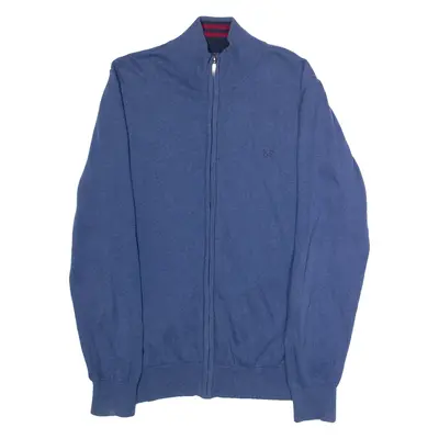 CREW CLOTHING Mens Jumper Blue High Neck Tight Knit L
