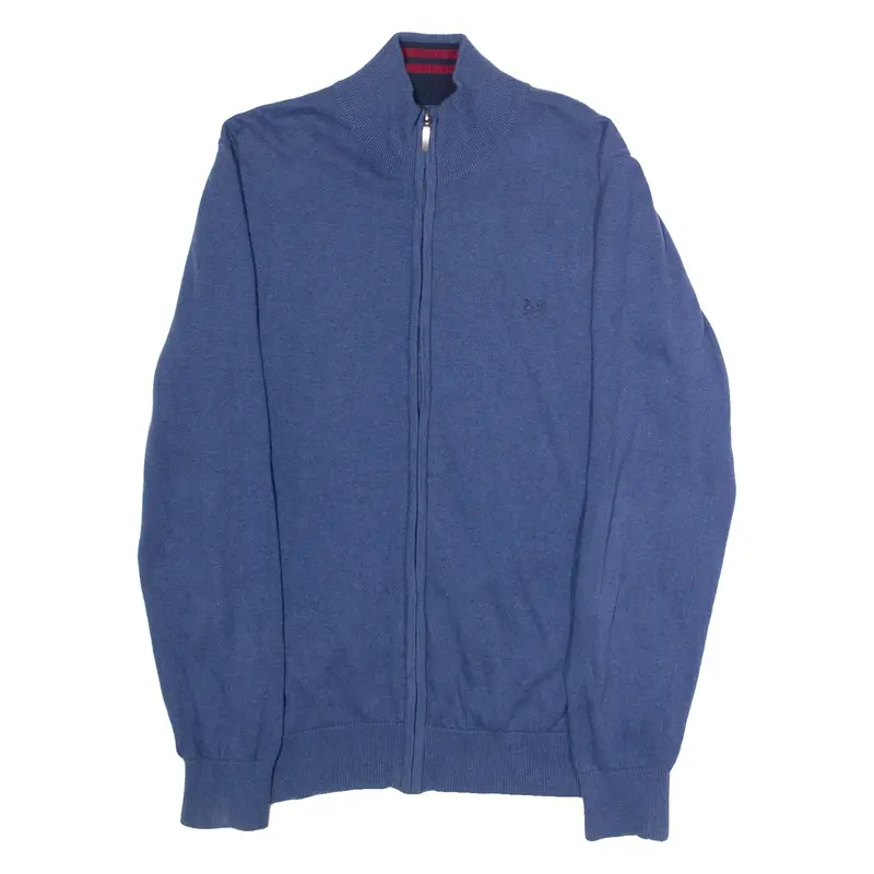 CREW CLOTHING Mens Jumper Blue High Neck Tight Knit L