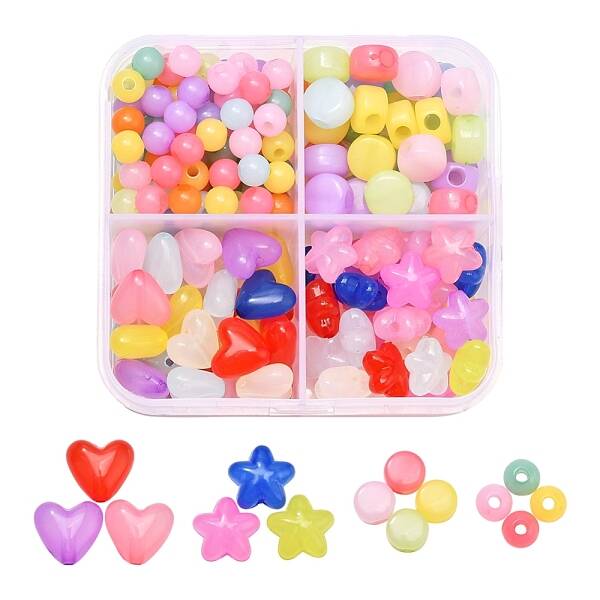 4 Style Transparent Acrylic Beads