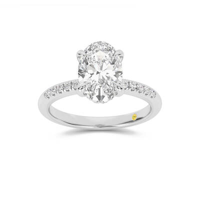 Aurelia Quarter Coverage Hidden Halo Oval Lab Grown Diamond Engagement Ring | 14K White Gold 1 7/8 CT. TW.