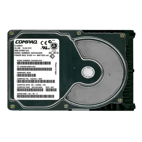 232431-002 HP 36.4GB Ultra-160 SCSI 10000 3.5-inch Hard Drive