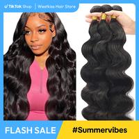 West Kiss Body Wave Human Hair Bundles Brazilian Virgin Hair Straight Bundles Sew in/ Glue in Viral Hair Bundle Deep Wave Sum...