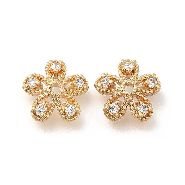 Flower Rack Plating Brass Micro Pave Cubic Zirconia Beads