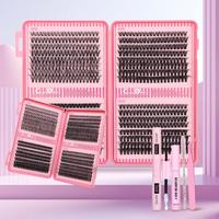 DlY Lash Clusters EyelashExtension Kit - Extra Thick, D Curl, 9-16mm Mixed Length, Wispy MangaLashes, Individual Lashes For A...