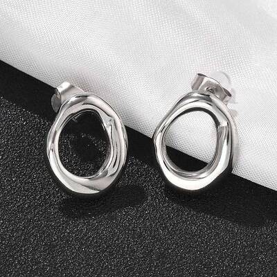 304 Stainless Steel Chunky Oval Studs Earrings for Women
