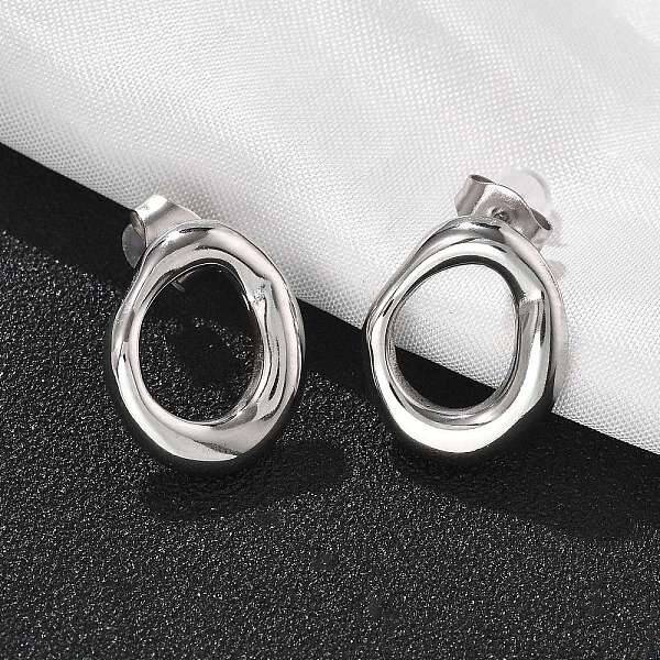 304 Stainless Steel Chunky Oval Studs Earrings for Women