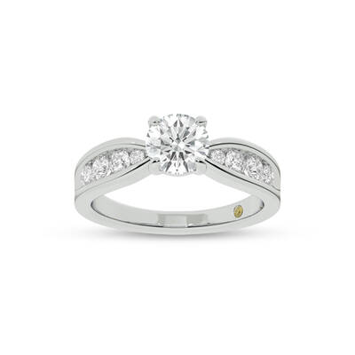 Verve Channel Set Bow Tied Shaped Round Lab Diamond Engagement Ring | 10K White Gold 3 1/10 CT. TW.