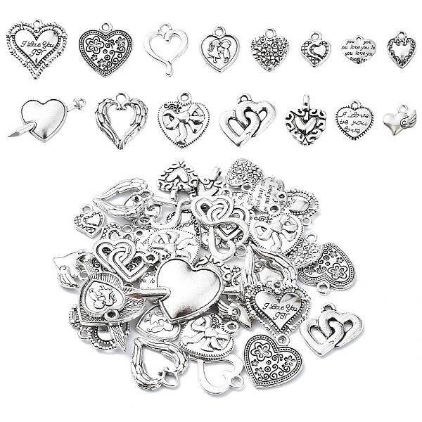 45Pcs 15 Styles Tibetan Styles Alloy Pendants
