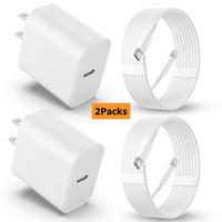 4Pcs 20W Fast Charger with 6FT USBC to Lightning Cable for iPhone, Super Fast USB C Charger and Cord for iPhone 14/14 Plus/14...