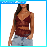 Trendy basic Beautiful Summer  Women Lace Camisoles Plunge Neckline Sleeveless Backless Tank Tops Summer Slim Fit Vests Tops ...