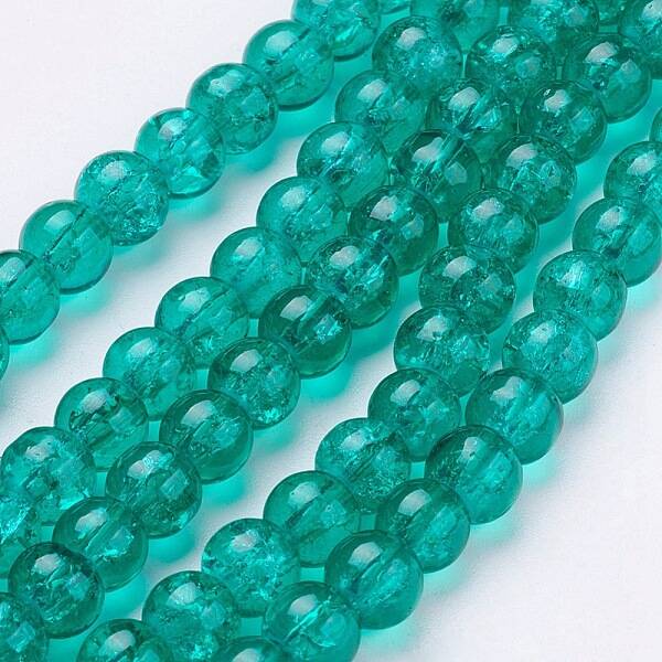 Spray Painted Crackle Glass Beads Strands