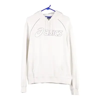 Asics Spellout Hoodie - Large White Cotton