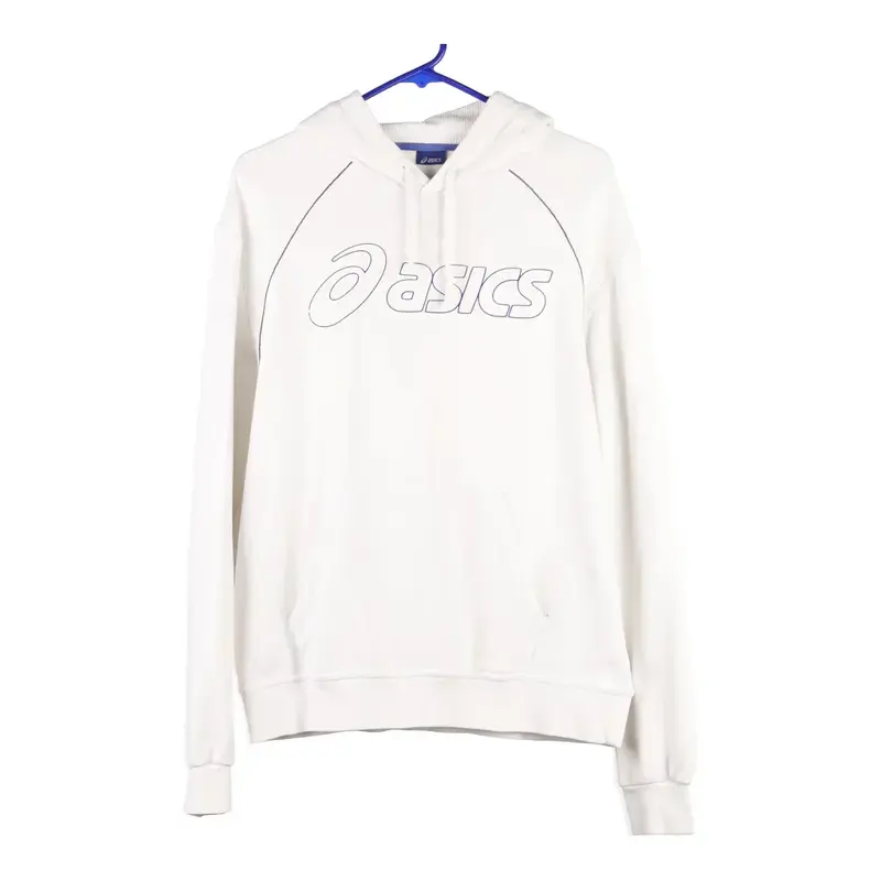 Asics Spellout Hoodie - Large White Cotton
