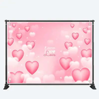 Dreamlike Pink White Hearts Valentines Day Backdrop - Aperturee