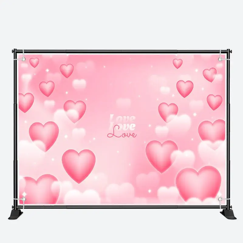 Dreamlike Pink White Hearts Valentines Day Backdrop - Aperturee