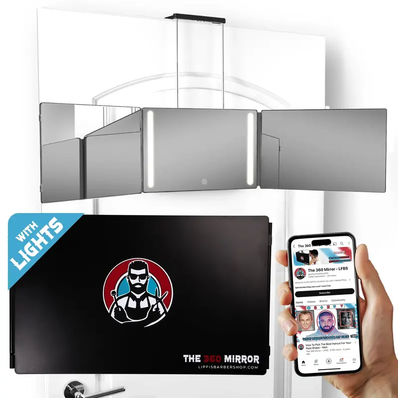 The 360 Mirror - 3 Way Mirror for Self Hair Cutting - Adjustable Trifold Barber Mirro to Cut Your Own Hair - Tri Fold Self Ha...