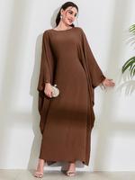 Women's Solid Batwing Sleeve Long Dress, Elegant Long Sleeve Round Neck Dress for Party Holiday Wedding Guest, Ladies Fall & ...