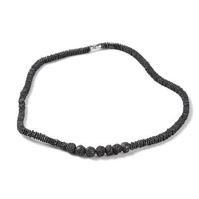 Square & Round Natural Lava Rock Beaded Necklaces