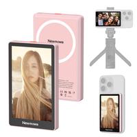 Newmowa Pink Magnetic Phone Vlog Selfie Monitor Screen, 1080P Wireless Recording, Using Phone Rear Camera for Selfie Vlog Liv...