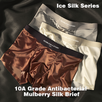 Elegant Silk Men's Ice Silk Underwear Mulberry Silk Antimicrobial Men's Boxer Briefs