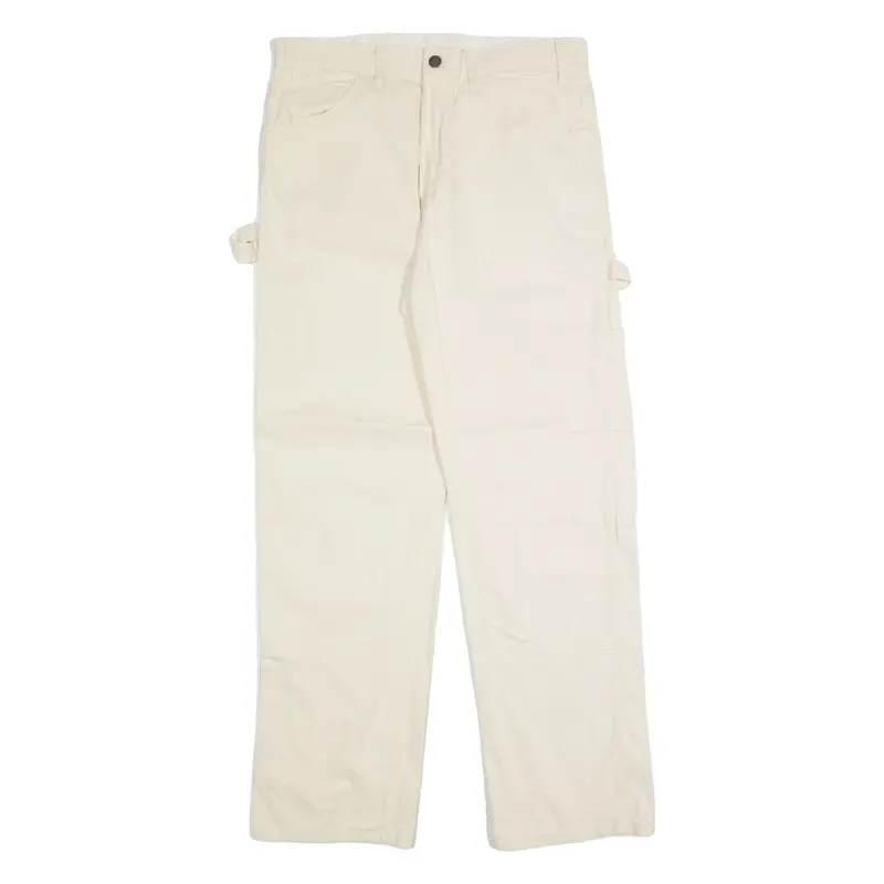 DICKIES Carpenter Cargo Mens Trousers Cream Regular Straight W32 L30
