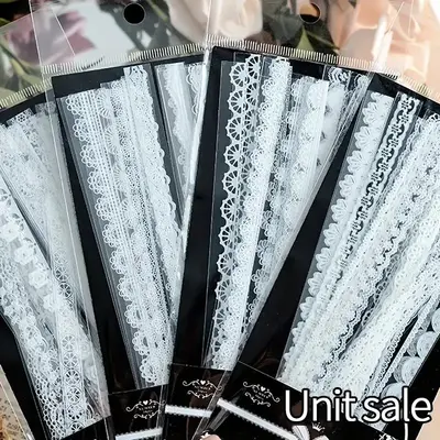 Random Color Lace Pattern Sticker, 30pcs/pack Waterproof PET Lace Decorative Sticker, Modern Simple Self Adhesive Decorative ...