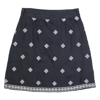 FAT FACE Womens Straight Skirt Grey Knee Length Linen Spotted UK 14
